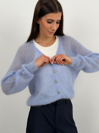 Cardigan Kid Mohair Ultrafine Azzurro