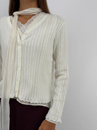 Cardigan in Maglia Bianco