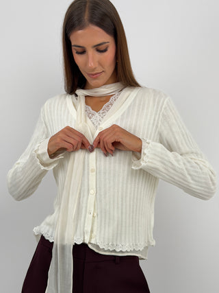Cardigan in Maglia Bianco