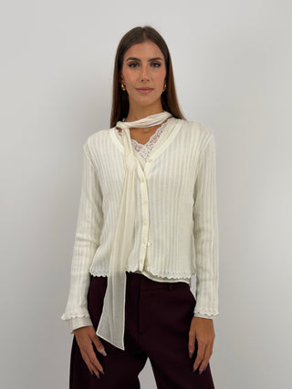 Cardigan in Maglia Bianco