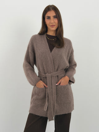 Cardigan in Mohair con Cintura Cappuccino