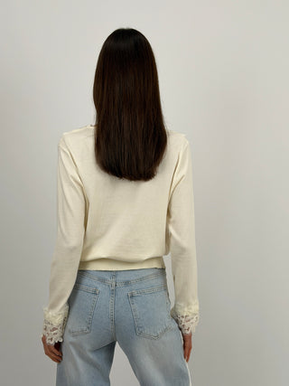 Cardigan Crema con Pizzo