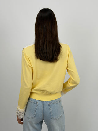 Cardigan Giallo con Pizzo