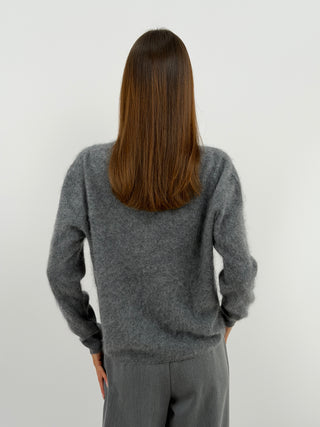 Cardigan Scollo a V in Lana e Cashmere Grigio