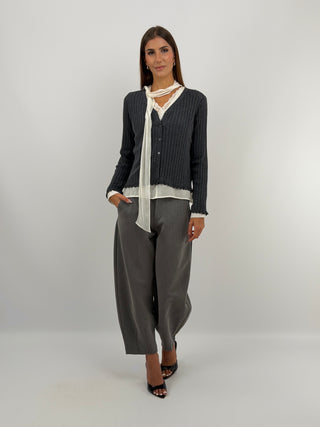 Cardigan in Maglia Grigio Scuro