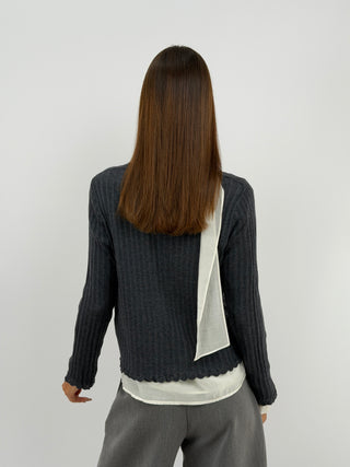 Cardigan in Maglia Grigio Scuro