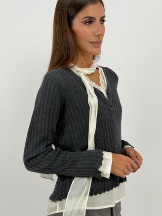 Cardigan in Maglia Grigio Scuro
