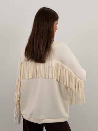 Cardigan Lumina con Frange e Bottoni Burro