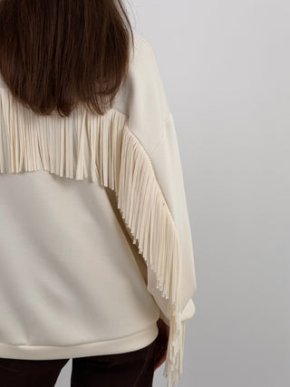 Cardigan Lumina con Frange e Bottoni Burro