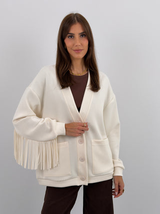Cardigan Lumina con Frange e Bottoni Burro