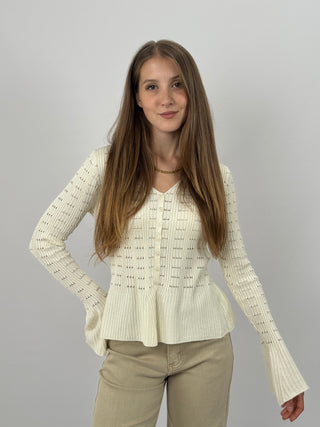 Cardigan Traforato Milk Crema