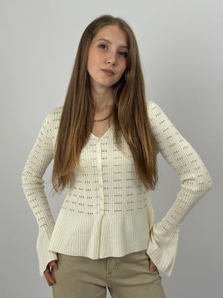 Cardigan Traforato Milk Crema