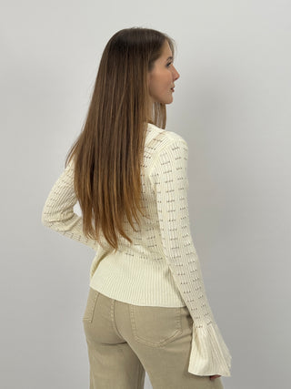 Cardigan Traforato Milk Crema