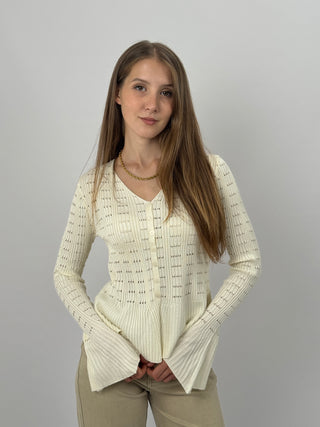 Cardigan Traforato Milk Crema