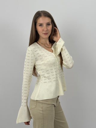 Cardigan Traforato Milk Crema