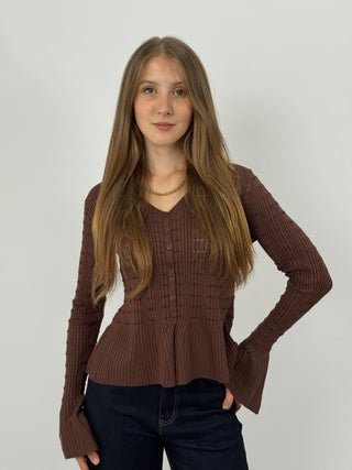 Cardigan Traforato Milk Marrone