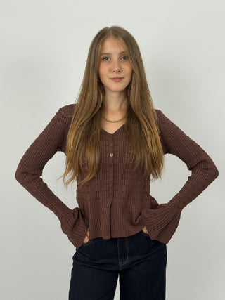 Cardigan Traforato Milk Marrone