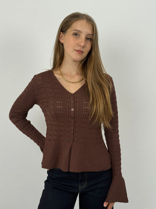 Cardigan Traforato Milk Marrone