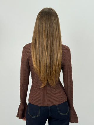 Cardigan Traforato Milk Marrone