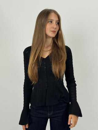 Cardigan Traforato Milk Nero