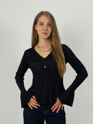 Cardigan Traforato Milk Nero