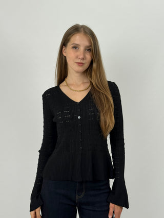 Cardigan Traforato Milk Nero