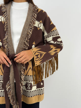 Cardigan Ethnique Marron