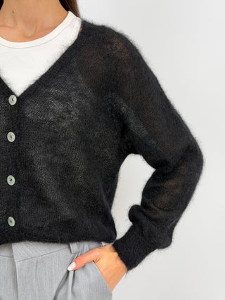 Cardigan Kid Mohair Ultrafine Nero