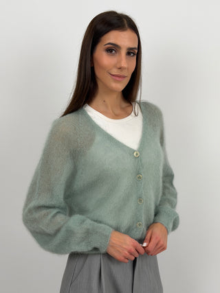 Cardigan Kid Mohair Ultrafine Verde Salvia