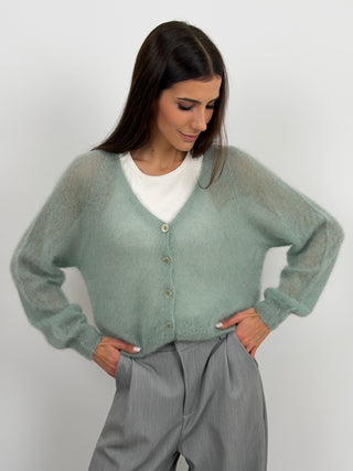 Cardigan Kid Mohair Ultrafine Verde Salvia