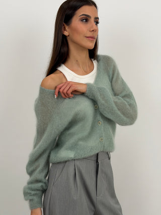 Cardigan Kid Mohair Ultrafine Verde Salvia