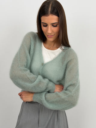 Cardigan Kid Mohair Ultrafine Verde Salvia