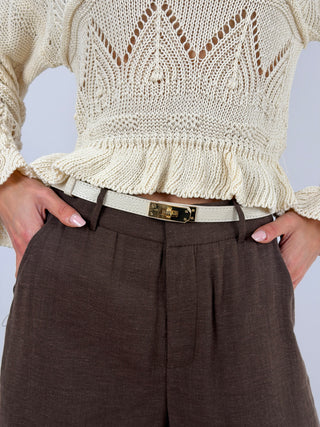 Adjustable Brown Leather Belt