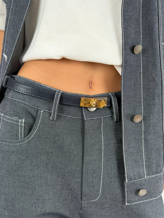 Adjustable Brown Leather Belt