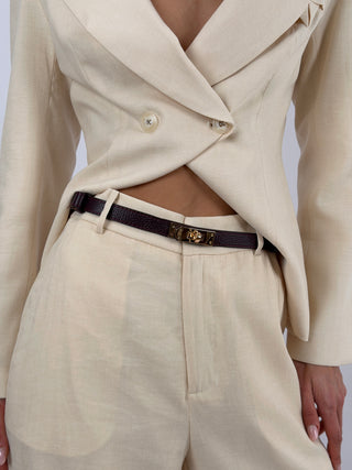 Adjustable Brown Leather Belt