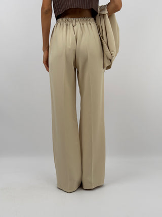 Completo Blazer con Cintura e Pantalone Beige