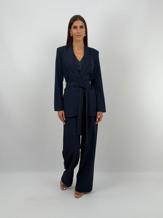 Completo Blazer con Cintura e Pantalone Blu