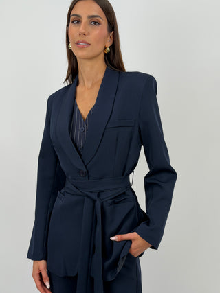 Completo Blazer con Cintura e Pantalone Blu