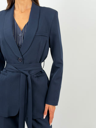 Completo Blazer con Cintura e Pantalone Blu