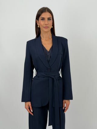 Completo Blazer con Cintura e Pantalone Blu