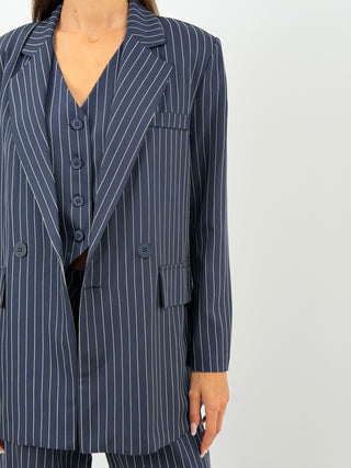 Completo Giacca e Pantalone Gessato Blu