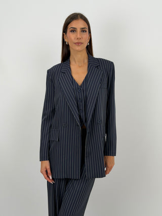Completo Giacca e Pantalone Gessato Blu