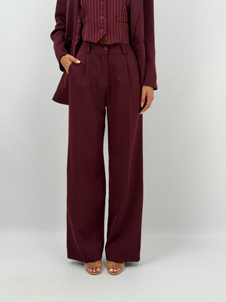 Completo Blazer con Cintura e Pantalone Bordeaux