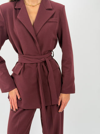 Tailleur Giacca e Pantalone Emily con Cintura Bordeaux