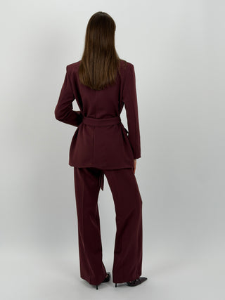 Tailleur Giacca e Pantalone Emily con Cintura Bordeaux