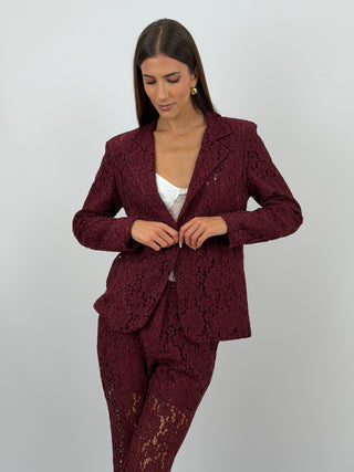 Completo Giacca e Pantalone in Pizzo Bordeaux
