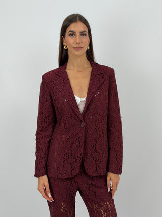 Completo Giacca e Pantalone in Pizzo Bordeaux