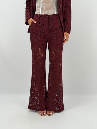 Completo Giacca e Pantalone in Pizzo Bordeaux