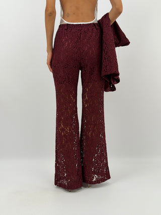 Completo Giacca e Pantalone in Pizzo Bordeaux