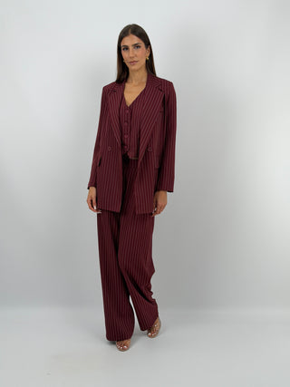 Completo Giacca e Pantalone Gessato Bordeaux